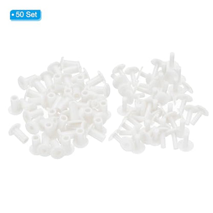 PATIKIL M5x10mm Plastic Binding Post, 50 Sets Plastic Chicago Screws Binding Screw Rivet Post Press-on Buckle for Leather Scrapbook Photo Albums, White - color: White, size: M5x10mm