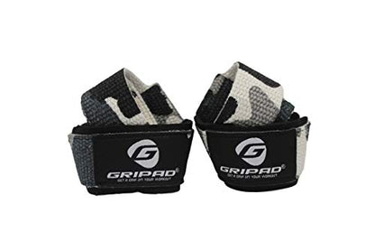 Gripad Heavy Duty Lifting Straps in Carry Pouch - Wrist Strap Set for Weight Lifting, Cross Training & Power Lifting - Strong Neoprene Gym Workout Deadlift Enhanced Grip and Stability - color: desert camo