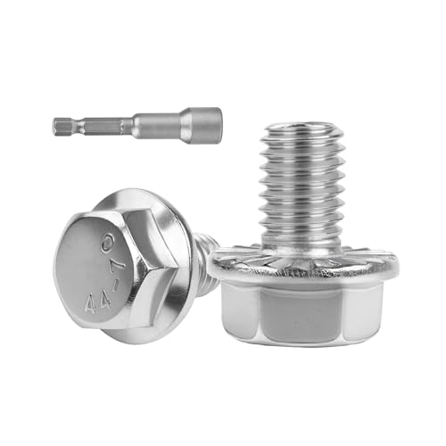 M6x10mm Serrated Flanged Hex Head Screws Bolts 25pcs HS/JXLS-10 | 304 Stainless Steel, External Hex Machine Screws, Equipped with Hex Sleeve, for Construction, for Automotive, for Industrial - size: M6x10mm