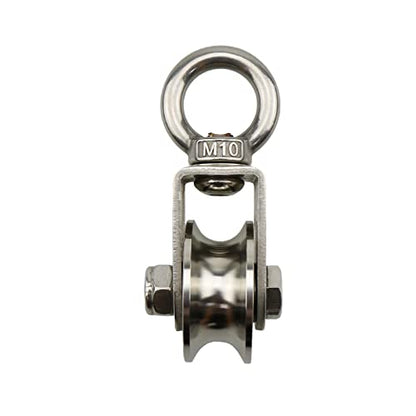 Heyous 1-Pack U Type Swivel Pulley 304 Stainless Steel Duplex Bearing Super-Silent Detachable 360 Degree Rotation Heavy Duty Traction Wheel - style: U Type Slot