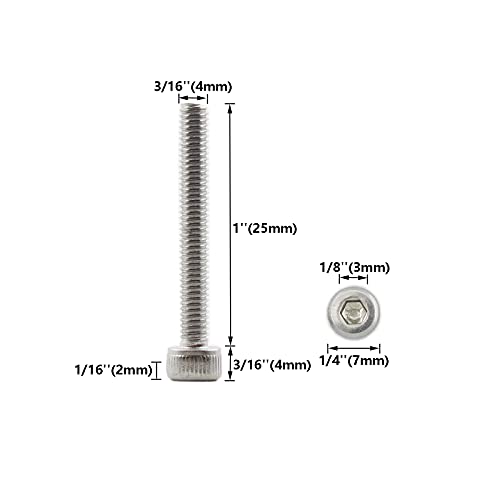 20 PCS Socket Head Cap Screws, TTZEZE 304 Stainless Steel Metric Machine Bolts Hex Socket Screw, Socket Drive Bright Finish Full Machine Threads for Shelf Chair Desk Install Repair (M4x25m) - color: M4, size: 25m