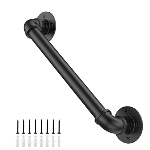 Willstar 3FT Industrial Staircase Handrail Non-Slip Pipe Bar Foot Rail Wall Mount Stair Rail Vintage Grab Bar for Steps Black Iron Pipe Handrail for Outdoor Indoor Stairs Loft Porch Hand Rail (3ft) - size: 3 FT
