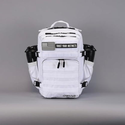 WOLFpak 35L Athletic Gym Backpack - Durable 1000D Waterproof Oxford Material with MOLLE Webbing, Laptop Pocket - color: Polar White