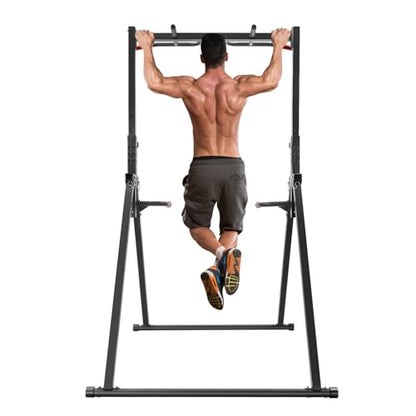 Foldable Pull Up Station, Pull Up Bar for Home, Height Adjustable, Multifunction Fitness Tower Station Strength Training Equipment for Home Outdoor