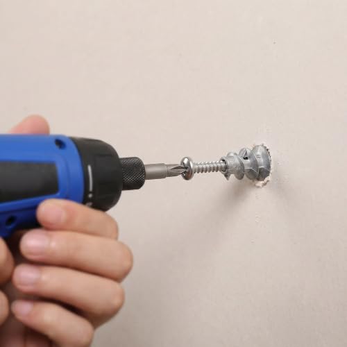 Hemobllo 30 Sets Zinc Alloy Drywall Anchor Screw Kit with Self Drilling Screws and Nylon Expansion Plugs, Reinforced Support, No Extra Holes Required, for Mounting Lights and Shelves