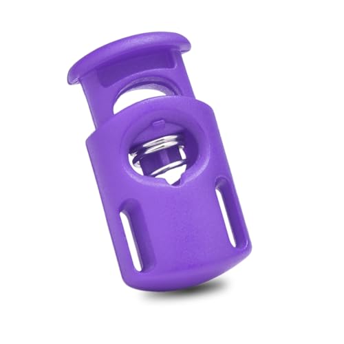 CooBigo 10 Pack Plastic Spring Cord Locks for Drawstring Paracord, Cord Stopper Toggle Clasps for Sweatpants Hoodie Gloves Hats Swim Goggles String Clip Elastic Shoeslace String Lock - color: 04-LightPurple 10pcs