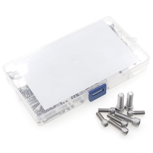 #2-56 to 5/16"-18 UNC Stainless Steel Knurled Socket Cap Screw Kit | 14 Sizes, #2-56 #4-40 #6-32 #8-32 #10-24 1/4"-20 5/16"-18 UNC 304 SS Hex Drive Full Thread Cap Screws Assortment w/ Box