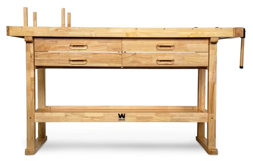 WEN 60-Inch Hardwood Workbench with Four Drawers and Onboard Vise (WB6020) - size: 60-Inch