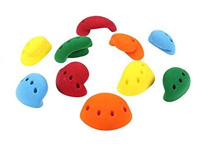 Atomik Climbing Holds Set of 10 Large Screw-on Simple Jugs in Assorted Bright Tones