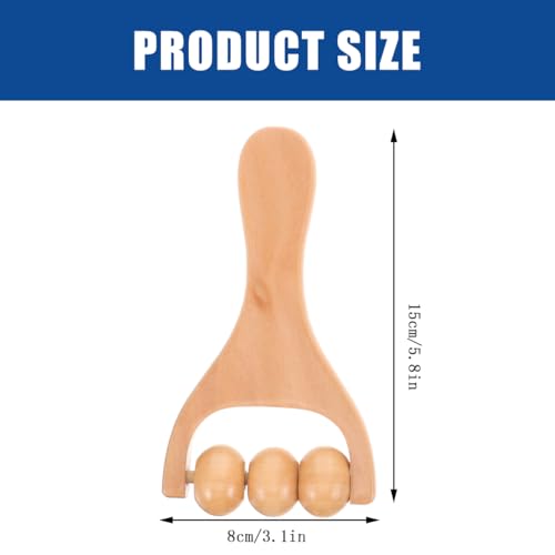 SHINEOFI 2Pcs Wooden Massage Roller, Hand Muscle Roller Stick, Bead Massage Tool for Legs, Manual Wood Therapy Tools for Arms Feet Shoulder Acupoint Tissue Relief