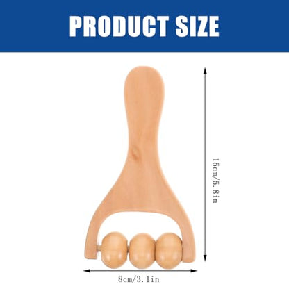 SHINEOFI 2Pcs Wooden Massage Roller, Hand Muscle Roller Stick, Bead Massage Tool for Legs, Manual Wood Therapy Tools for Arms Feet Shoulder Acupoint Tissue Relief