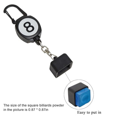 LAKE OF FIRE Pool Chalk Holder with Retractable Key Ring Black | Snooker & Billiards Pool Accessories, Professional Billiards Gifts for Men - size: Square