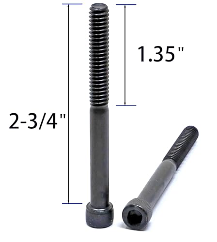 iexcell 10 Pcs 1/4-20 x 2-3/4" Partially Threaded Alloy Steel 12.9 Grade Hex Socket Head Cap Screws Bolts Kit, Black Oxide Finish - size: 1/4-20 x 2-3/4" ( Partially Threaded )
