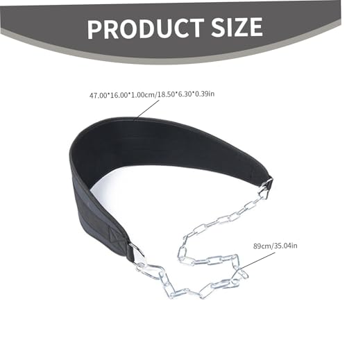 Dip Belt, 18.5x6 Inch Pull Up Belt with D-Ring & 35" Chain, Strong Nylon Weighted Pull Up, Replacement Gym for Exercising, Bodybuilding