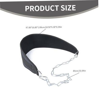 Dip Belt, 18.5x6 Inch Pull Up Belt with D-Ring & 35" Chain, Strong Nylon Weighted Pull Up, Replacement Gym for Exercising, Bodybuilding
