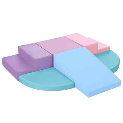 TODIBY 6-Piece Foam Climbing Blocks for Toddlers: Colorful Climbing Gym PU Leather Baby Foam Building Blocks Indoor Toy - style: Macaroon/Pink/Purple