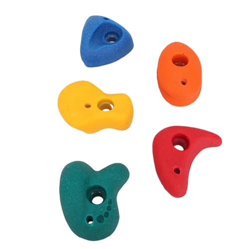 5 Pcs Climbing Holds, Colorful Resin Wall Grips, Kids Climbing Rocks with Mounting Hardware, Ideal for Indoor Outdoor