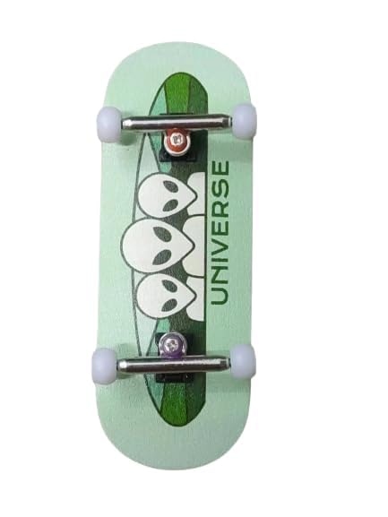 LEEFAI Professinal Fingerboard Complete 34mmx96mm Maple Wood 5 Layers Wood UV Printing Alien Deck-The Beginner Board with Professional Single AxleTrucks and Ball Bearing Wheels