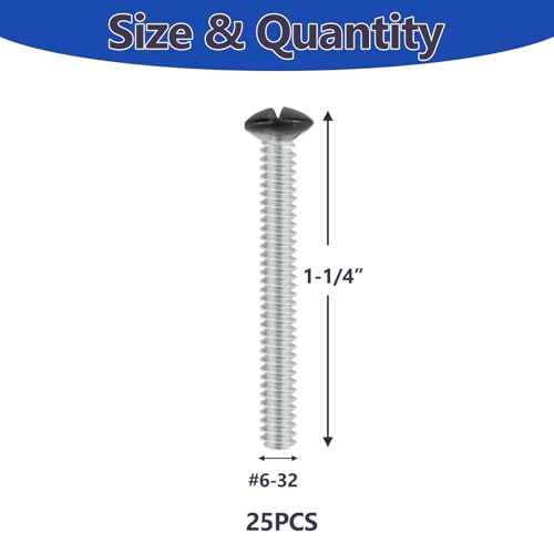 25 pcs 1.2" Wall Plate Screws, Black Outlet Screws 6-32 Thread Light Electrical Cover Panel Switch Plate Screws(Black） - color: Black, size: 1.2"