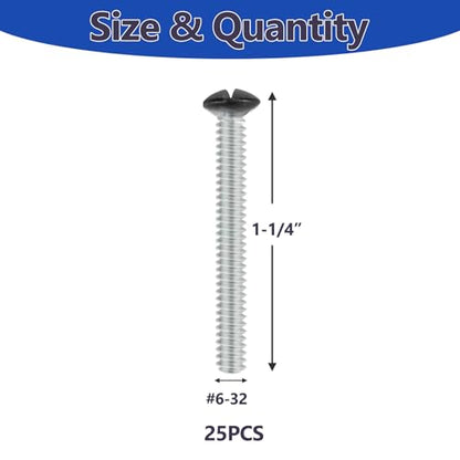25 pcs 1.2" Wall Plate Screws, Black Outlet Screws 6-32 Thread Light Electrical Cover Panel Switch Plate Screws(Black） - color: Black, size: 1.2"