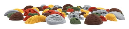 Atomik Rock Climbing Holds Set of 60 Bolt-On Rock-Like Crimpers, Edges, Jugs, Pockets, and Footholds in Assorted Earth Tones