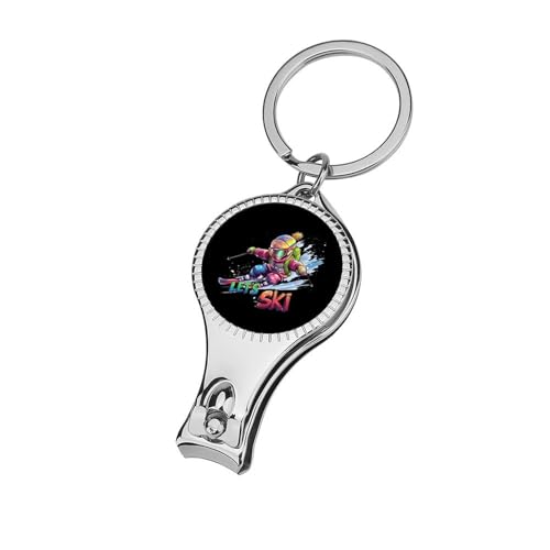 Ski Skiing Sports Nail Clipper with File Portable Metal Fingernail with Key Ring for Traveling Home Office