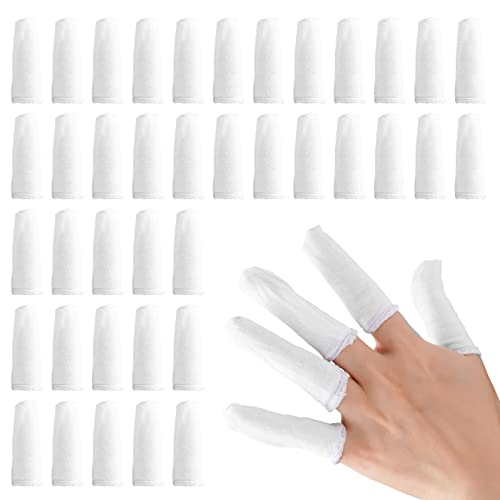 200 Pcs Cotton Finger Cots Small Finger Guards Hand Thumb Fingertips Sleeves Protector by EORTA, Comfortable, Breathable, Absorb Sweat, Reusable, Protect the Wound from Infection, White, Very Small - color: White