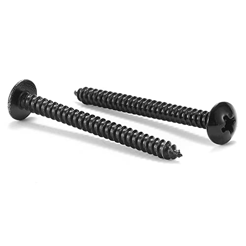 #6 x 1-1/2" Wood Screw 100Pcs Truss Head Phillips 18-8 (304) Stainless Steel Fast Self Tapping Screws Black Oxide by SG TZH - size: #6 x 1-1/2"