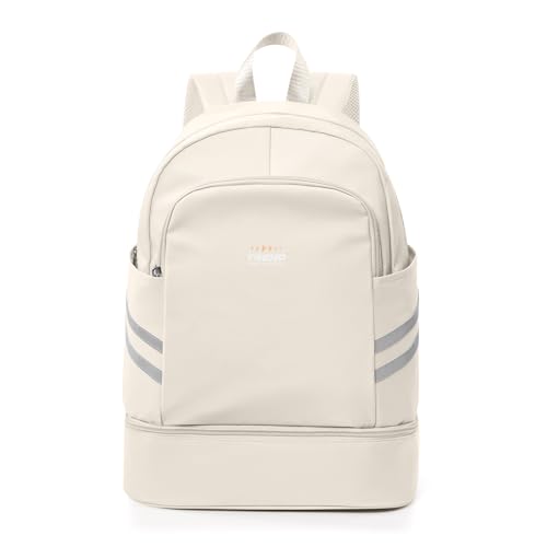 coofay Gym Backpack For Women Waterproof Sports Backpack With Shoe Compartment Lightweight Travel Backpacks Small Gym Bag Dance Volleyball Backpacks - color: Beige, size: Small