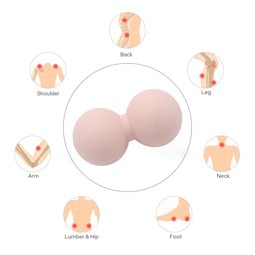 Hard Peanut Massage Ball, Double Ball Peanut Roller, 4.7″×2.4″, Pink | Mobility Massager Tool for Deep Tissue Physical Therapy Myofascial Release Trigger Point Muscle Relax Pain Relief Acupressure - color: Pink