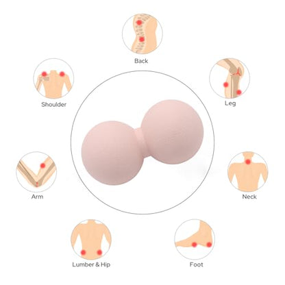 Hard Peanut Massage Ball, Double Ball Peanut Roller, 4.7″×2.4″, Pink | Mobility Massager Tool for Deep Tissue Physical Therapy Myofascial Release Trigger Point Muscle Relax Pain Relief Acupressure - color: Pink