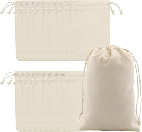 gobyhumm 20 Pcs Cotton Muslin Drawstring Sachet Pouch Bags（2.8 * 3.5"） | Pure Cotton Sachet Bags，Reusable Empty Gift Pouches for Party Home Supplies - color: 20 pcs,2.8*3.5"