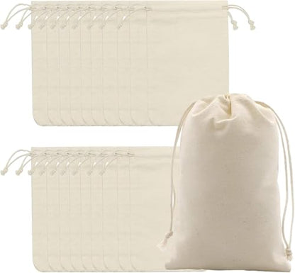 gobyhumm 20 Pcs Cotton Muslin Drawstring Sachet Pouch Bags（2.8 * 3.5"） | Pure Cotton Sachet Bags，Reusable Empty Gift Pouches for Party Home Supplies - color: 20 pcs,2.8*3.5"