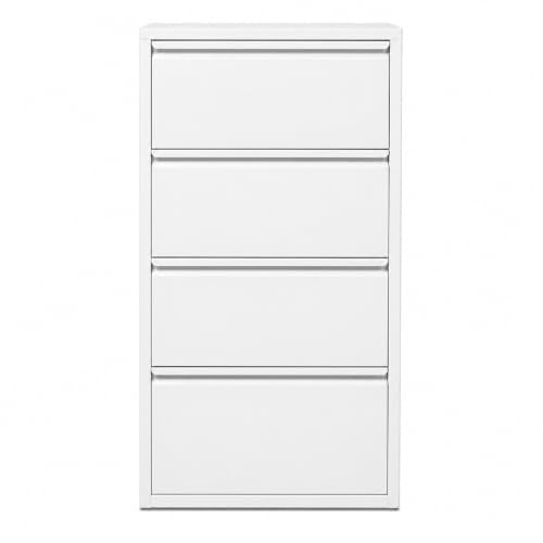 Flip Drawer Shoe Cabinet, Storage Organizer, Freestanding Shoe Rack, Wall Mounted No-Assembly (White, 4 Drawer) - color: White, size: 4 DRAWER