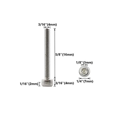 20 PCS Socket Head Cap Screws, TTZEZE 304 Stainless Steel Metric Machine Bolts Hex Socket Screw, Socket Drive Bright Finish Full Machine Threads for Shelf Chair Desk Install Repair (M4x16mm) - color: M4, size: 16mm