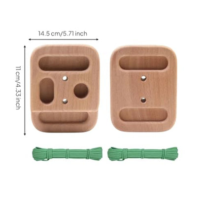 Gralara 2 Pieces Portable Wooden Fingerboard Compact Climbing Fingerboard Wooden Rock Climbing Finger Training Board for Climbers, Beginners, Home Gym