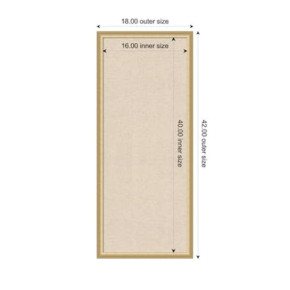 Amanti Art Framed Fabric Pinboard 18 x 42, Neutral Linen Pinboard Printed Casual Bulletin Board for Use as a Vision Board or Wall Organization, Florence Gold Frame