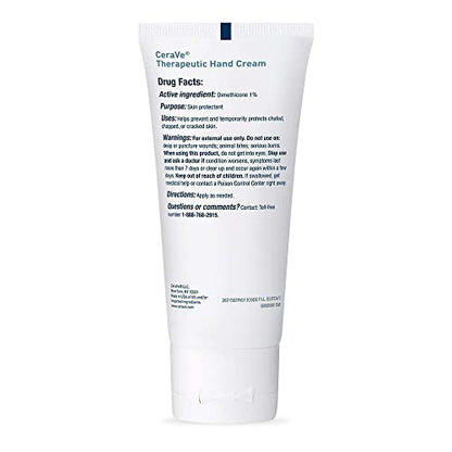 CeraVe Therapeutic Hand Cream for Dry Cracked Hands With Hyaluronic Acid and Niacinamide,Fragrance Free 3 Ounce,(Pack of 2) - size: 3 Ounce (Pack of 2)