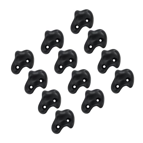 12Pcs Rock Climbing Wall Holds Set with Textured Grip Climbing Stone for Backyard Playgrounds Rock Wall - color: Black