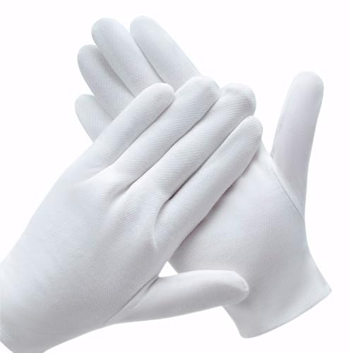 3 Pairs White Cotton Gloves for Dry Hands Eczema SPA Moisturizing - Work Glove Liners for Serving Costume Inspection - color: 3 Pairs