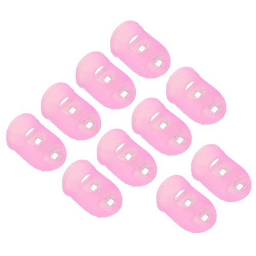 PATIKIL Finger Tips Anti Slip Fingertip Protector, 10 Pack 30mm Silicone Finger Guard for Paper Sorting Sewing Guitar Playing, Pink XL Size - color: Pink