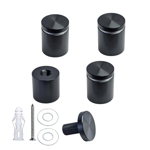 Pack of 4, Aluminum Standoff Screws, Wall Sign Standoff Mounting Hardware Advertising Glass Standoff Nail for Hanging Acrylic Picture Frame (Black, 1" x 1") - color: Black, size: 1" x 1"