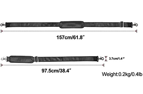 Full Grain Leather Shoulder Strap - Replacement Bag Straps for Laptop Briefcase, Messenger, Duffel, Crossbody, Travel Bags - color: Black