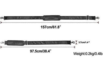 Full Grain Leather Shoulder Strap - Replacement Bag Straps for Laptop Briefcase, Messenger, Duffel, Crossbody, Travel Bags - color: Black