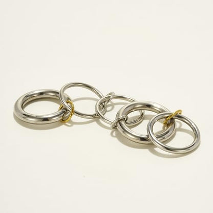 Shapes Studio Trio Linked Ring, stackable Ring, Minimalism style for women, Never Tarnish - size: 6, style: Five Band (Five Silver Two Thick Silver)