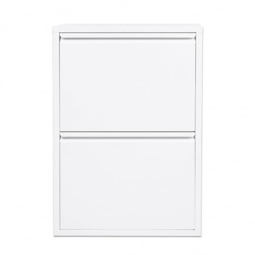 Flip Drawer Shoe Cabinet, Storage Organizer, Freestanding Shoe Rack, Wall Mounted No-Assembly (White, 2 Drawer) - color: White, size: 2 DRAWER