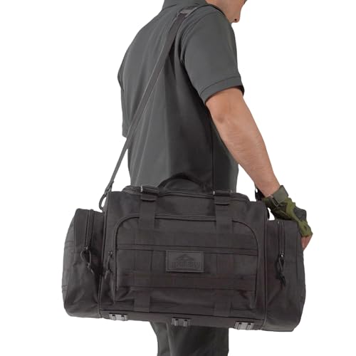 APRILBAY Duffel Bag – Heavy Duty Tactical Gym Bag for Men, Splashwater-Proof Weekender Travel Bag for Basketball, Football, Soccer, Hiking, and Hunting (Black) - color: Black