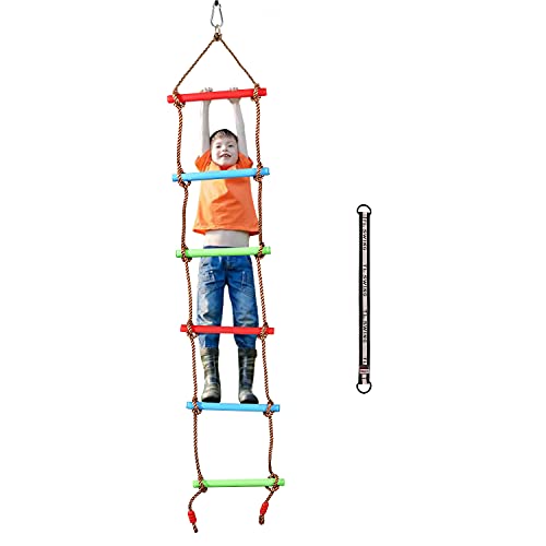 RedSwing 6.6 Ft Rope Ladder for Kids, Climbing Ladder with 1 Strap, Great for Swing Set, Outdoor, Tree House, Playground, Ninja Slackline - color: Multicolor
