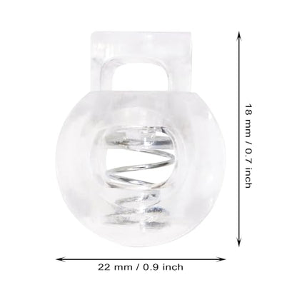 Shapenty Clear Plastic Cord Locks Round Single Hole Spring Toggle Stoppers for Drawstring Bags Short Shoelace, 22x18mm