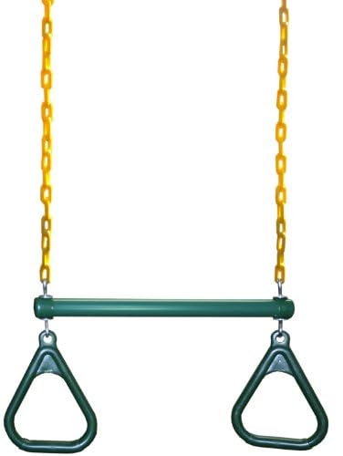 Eastern Jungle Gym Heavy-Duty Ring Trapeze Bar Combo | Large 20" Trapeze Swing Bar with Triangular Gymnastic Rings and Pinch-Free Coated Swing Chains 43" Long